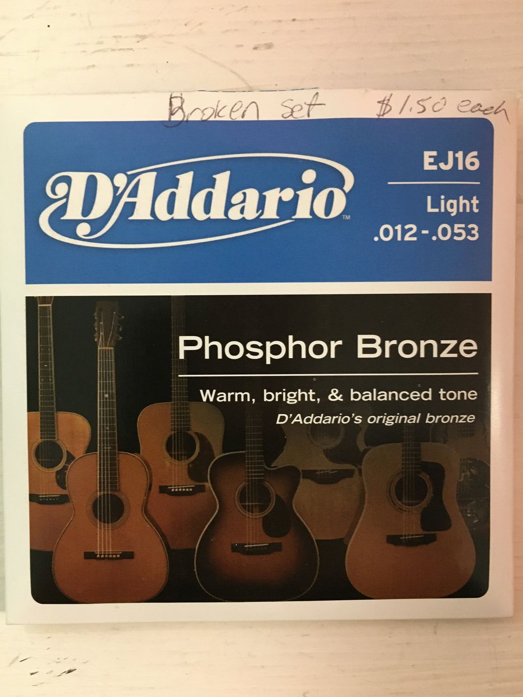 Acoustic Strings - D'Addario EJ16 (low E, A, B)