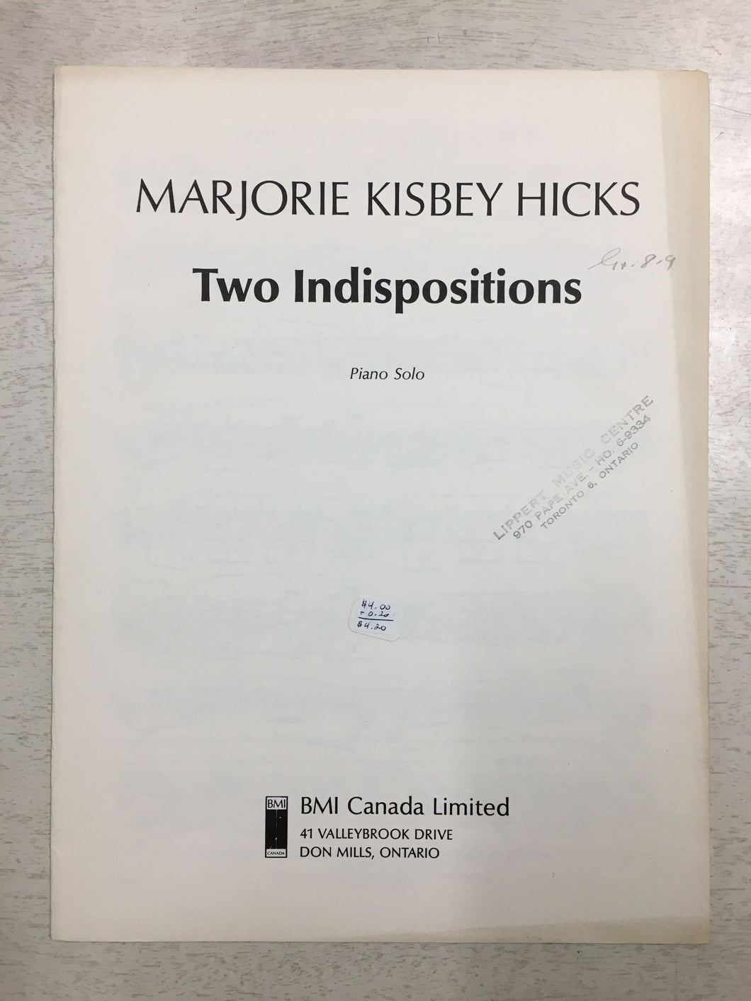 Two Indispositions, Marjorie Kisbey Hicks