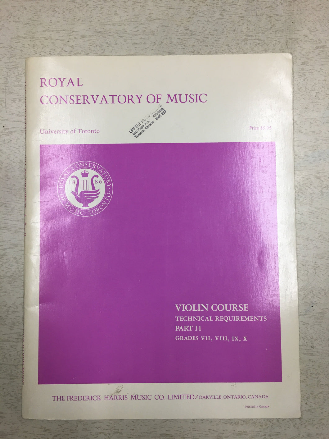 RCM Violin Course Technical Requirements Part 2 - Grades 7-10 (1970)