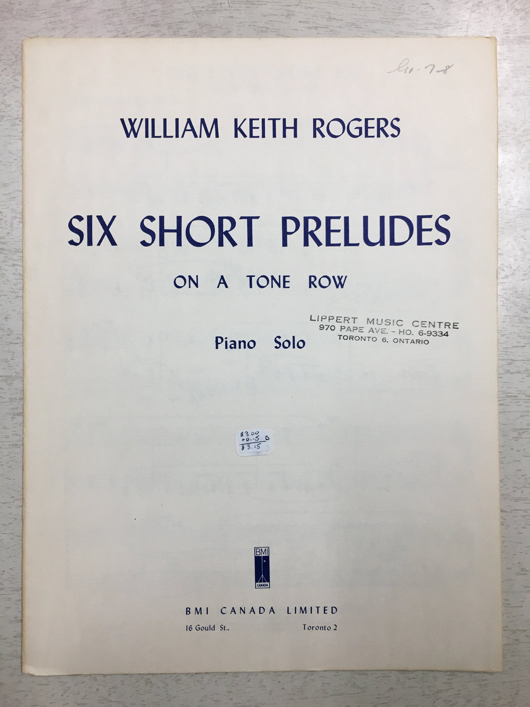 Six Short Preludes On A Tone Row, William Keith Rogers